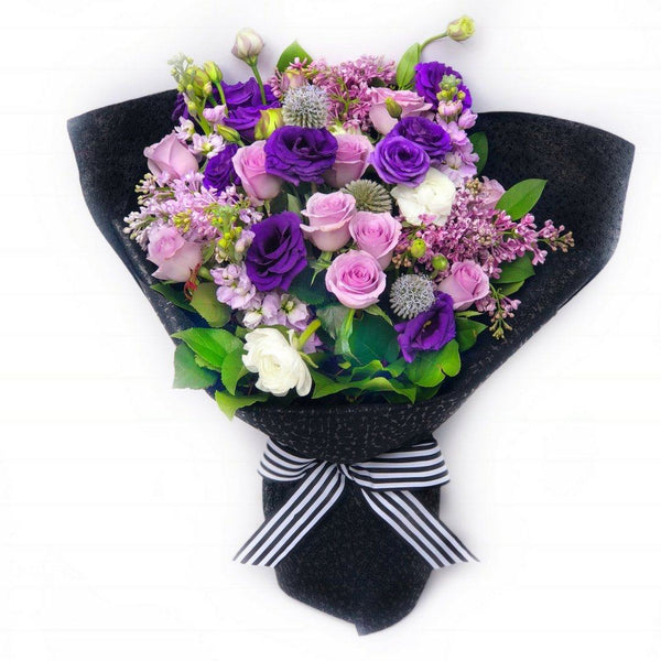 Pop of purple Valentine's Day flower bouquet same day next day delivery Hong Kong