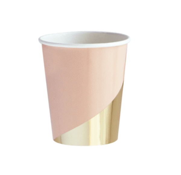 Harlow and Grey blush and shiny gold paper glass