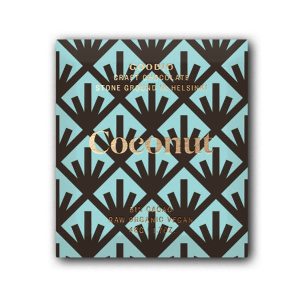 "Goodio 53% coconut flavoured dark chocolate ¦BYDEAU"
